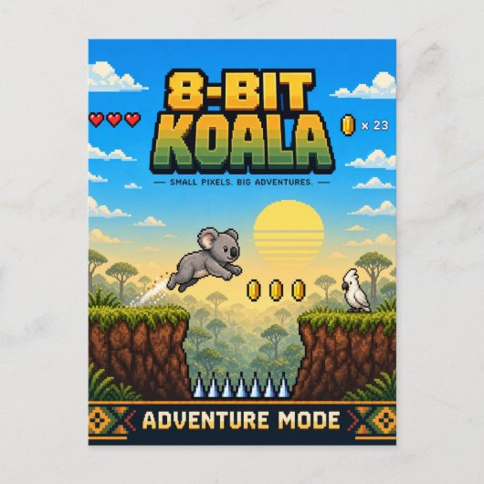 Koala, Retro-8-Bit-Pixel-Art Postkarte (Vorderseite)