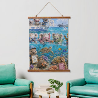 Koala-Riff-Entdecker entdecken Great Barrier Reef Wandteppich Mit Holzrahmen