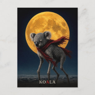 Koala roter Schal gothic Surrealismus Postkarte