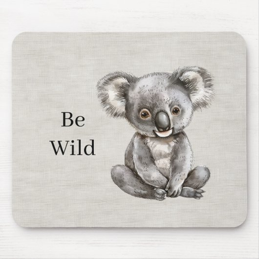 Koala Safari Tier Faux Leinen Mousepad (Vorne)