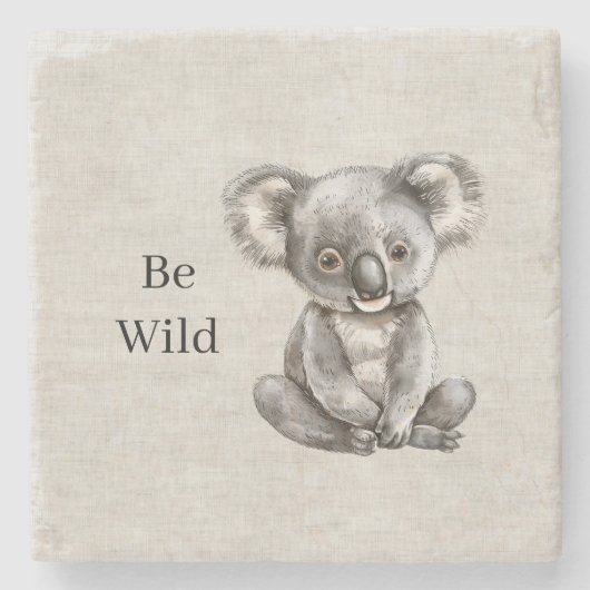 Koala-Safari-Tier-Fauxleinwand Steinuntersetzer (Vorderseite)