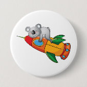 Koala schlafen bei einer farbenfrohen Rakete Button (Vorderseite)