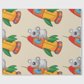 Koala schlafen bei einer farbenfrohen Rakete Geschenkpapier (Flach)