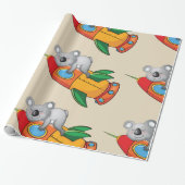 Koala schlafen bei einer farbenfrohen Rakete Geschenkpapier (Ungerollt)