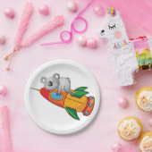 Koala schlafen bei einer farbenfrohen Rakete Pappteller (Party)