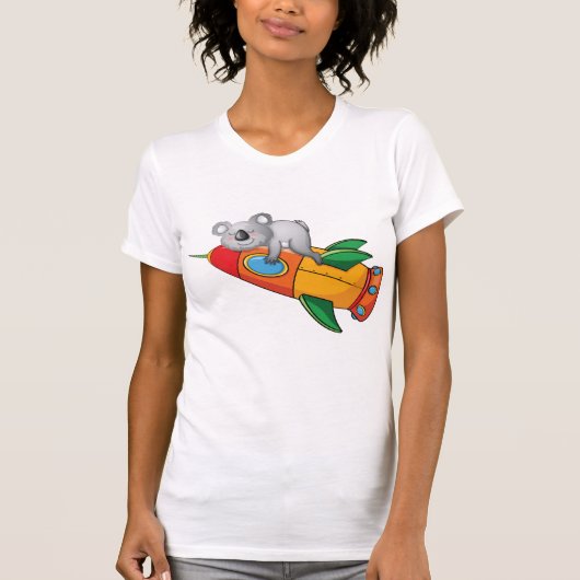 Koala schlafen bei einer farbenfrohen Rakete T-Shirt (Vorderseite)