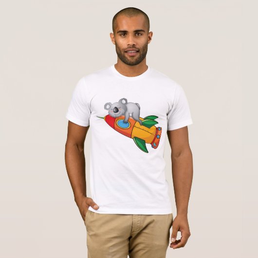 Koala schlafen bei einer farbenfrohen Rakete T-Shirt (Vorne ganz)