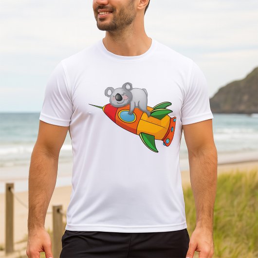 Koala schlafen bei einer farbenfrohen Rakete T-Shirt