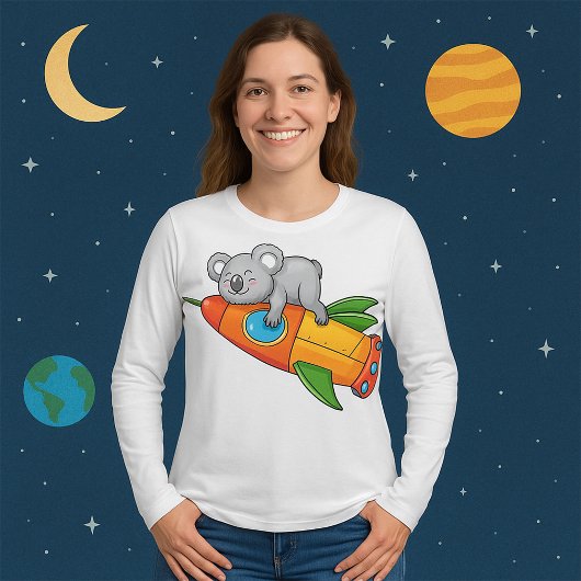 Koala schlafen bei einer farbenfrohen Rakete T-Shirt