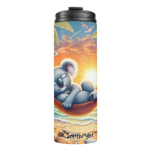 Koala schlafen in Beach Hammock Thermosbecher (Vorderseite)