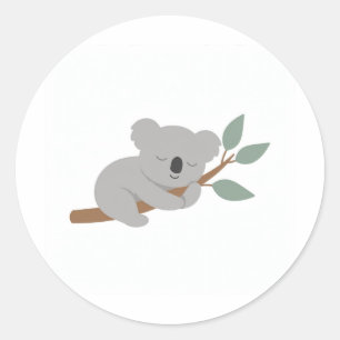 Koala schläft auf Eukalyptusast Klassisch Rund Runder Aufkleber