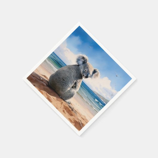 Koala sieht den Ozean Serviette (Ecke)