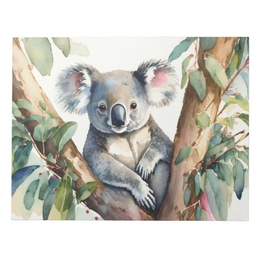 Koala sitzt in einem Eukalyptusbaum Notizblock (Vorderseite)
