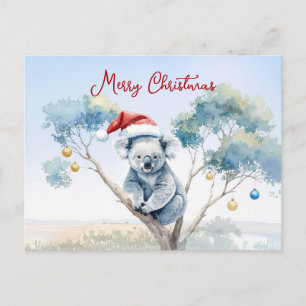 Koala sitzt in einem Gummibaum Frohe Weihnachten
