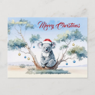 Koala sitzt in einem Gummibaum Frohe Weihnachten