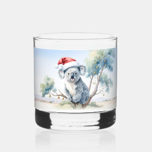 Koala sitzt in einem Gummibaum Frohe Weihnachten Whiskyglas