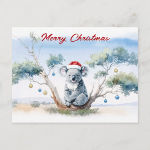 Koala sitzt in einem Kaugummi-Baum Frohe Weihnacht Feiertagspostkarte