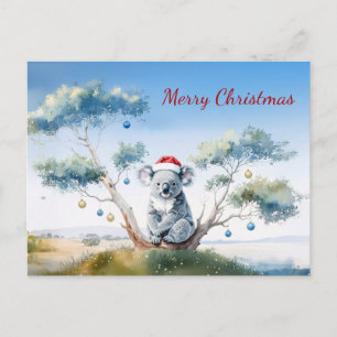 Koala sitzt in einem Kaugummi-Baum Frohe Weihnacht Feiertagspostkarte