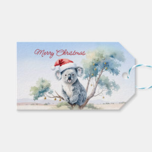 Koala sitzt in einem Kaugummi-Baum Frohe Weihnacht Geschenkanhänger