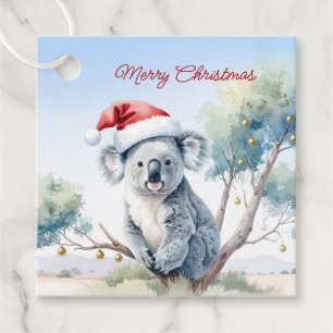 Koala sitzt in einem Kaugummi-Baum Frohe Weihnacht Geschenkanhänger
