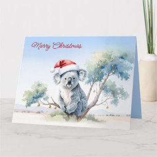 Koala sitzt in einem Kaugummi-Baum Frohe Weihnacht Karte