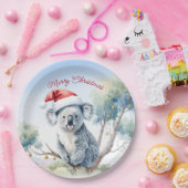 Koala sitzt in einem Kaugummi-Baum Frohe Weihnacht Pappteller (Party)