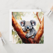 Koala sitzt in einem Kaugummi Karte (Vorderseite/Rückseite Beispiel)