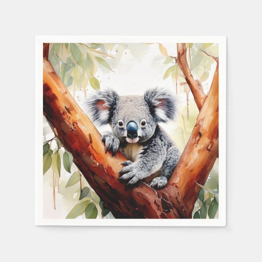 Koala sitzt in einem Kaugummi Serviette (Vorderseite)