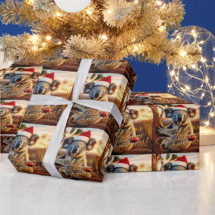 Koala sitzt in Gumtree Frohe Weihnachten Geschenkpapier