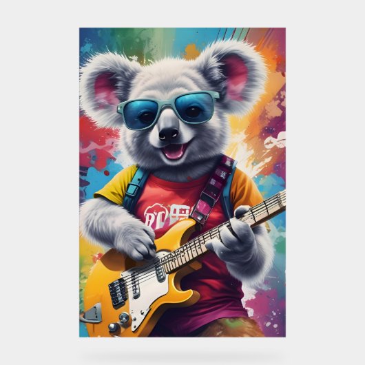 Koala spielt Gitarre, Rock Graffiti Acrylschild (Vorderseite)