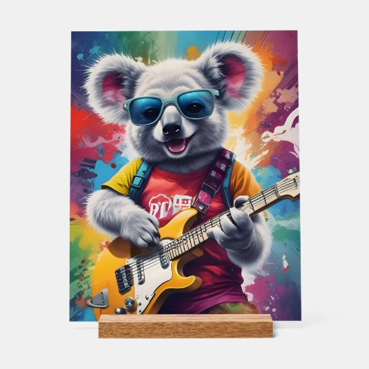 Koala spielt Gitarre, Rock Graffiti Acrylschild (Vorderseite)