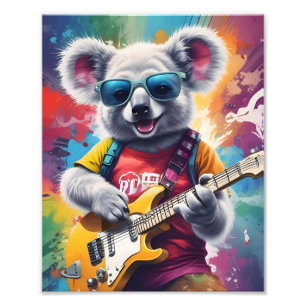 Koala spielt Gitarre, Rock Graffiti Fotodruck