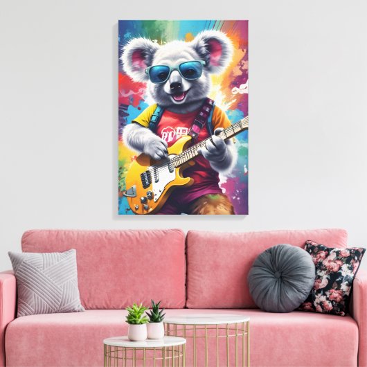 Koala spielt Gitarre, Rock Graffiti Leinwanddruck (Insitu (Wohnzimmer))