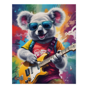 Koala spielt Gitarre, Rock Graffiti Poster