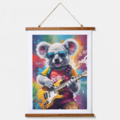 Koala spielt Gitarre, Rock Graffiti Wandteppich Mit Holzrahmen (Vorderseite)
