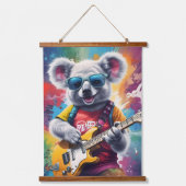 Koala spielt Gitarre, Rock Graffiti Wandteppich Mit Holzrahmen (Vorderseite)