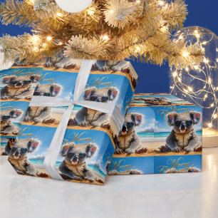Koala Sunglass Sonniger Strand Frohe Weihnachten Geschenkpapier