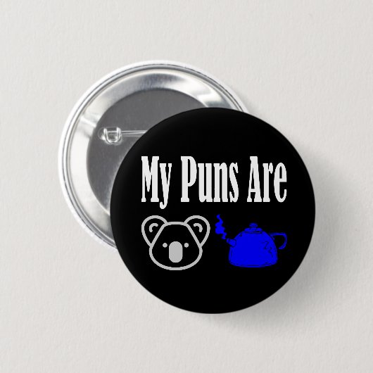 Koala Tea Puns Funny Button (Vorne & Hinten)