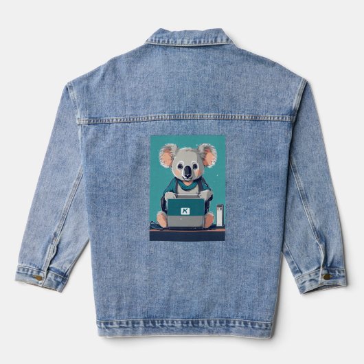 Koala-Tech-Support – Illustration eines süßen Help Jeansjacke (Rückseite)