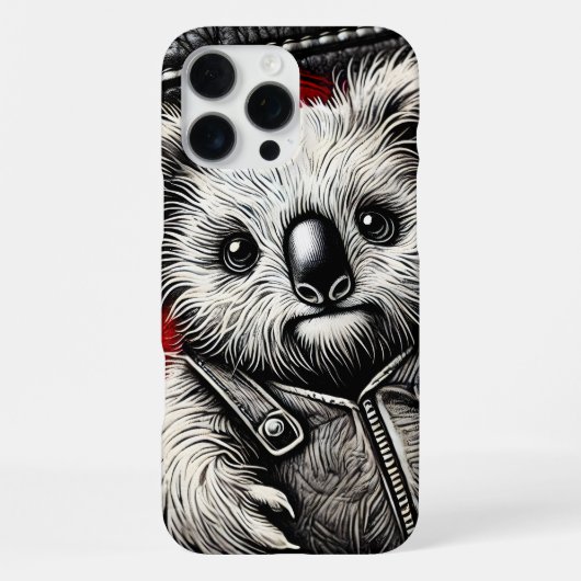 Koala trägt eine Lederweste auf der Jackettfläche iPhone Hülle (Rückseite)