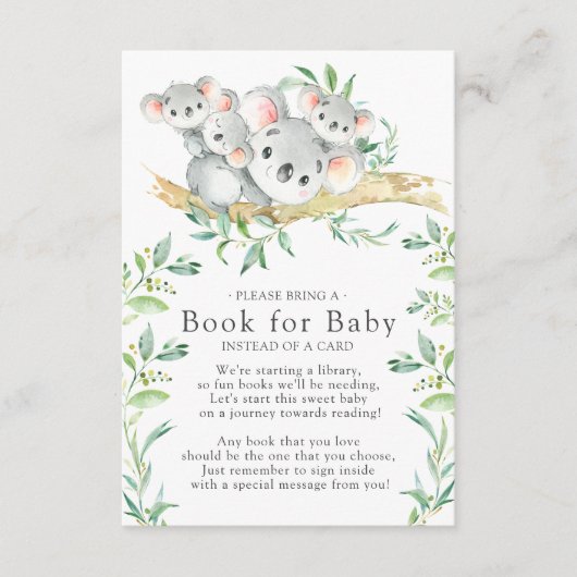 Koala Triplets Baby Showbook for Baby Card Begleitkarte (Vorderseite)