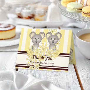 Koala Twin Geburtstag / Babydusche Danke Karte