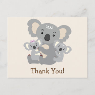 Koala Twins Baby Dusche Vielen Dank Postkarte