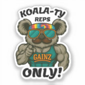 Koala-ty Reps Only – Funny Koala Gym Workout Aufkleber (Vorderseite)