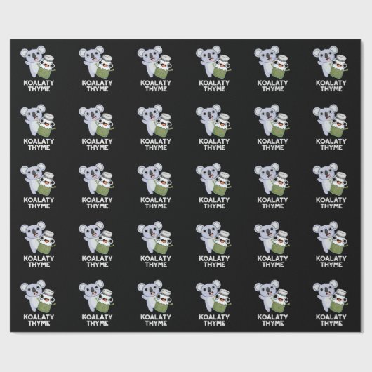 Koala-ty Thyme Funny Koala Thyme Pun Dark BG Geschenkpapier (Flach)