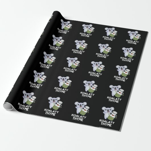 Koala-ty Thyme Funny Koala Thyme Pun Dark BG Geschenkpapier (Ungerollt)