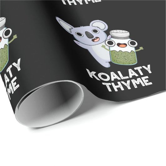 Koala-ty Thyme Funny Koala Thyme Pun Dark BG Geschenkpapier (Rolleneckpunkt)