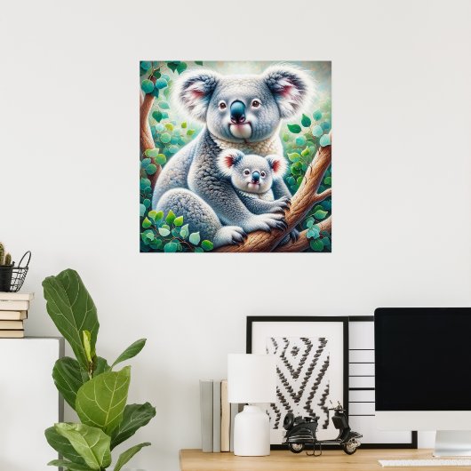 Koala und Baby Joey in einer Baummalerei Poster (Heimbüro)