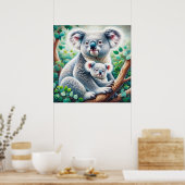 Koala und Baby Joey in einer Baummalerei Poster (Küche)