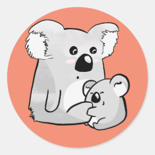 Koala und Baby Runder Aufkleber